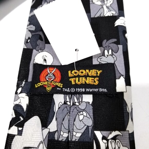 VTG NWT Looney Tunes Monochrome Neck Tie - Picture 6 of 6